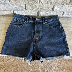 Everlane Way High Denim Shorts Size 28 High Rise Cutoff Jean Dark Wash Normcore